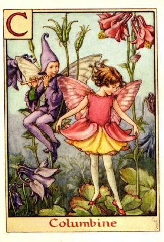 Columbine Flower Fairy Vintage Print by Cicely Mary Barker