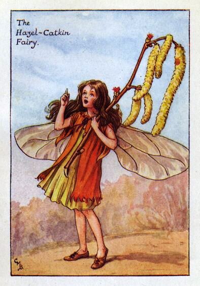 Hazel-Catkin Flower Fairy Vintage Print by Cicely Mary Barker